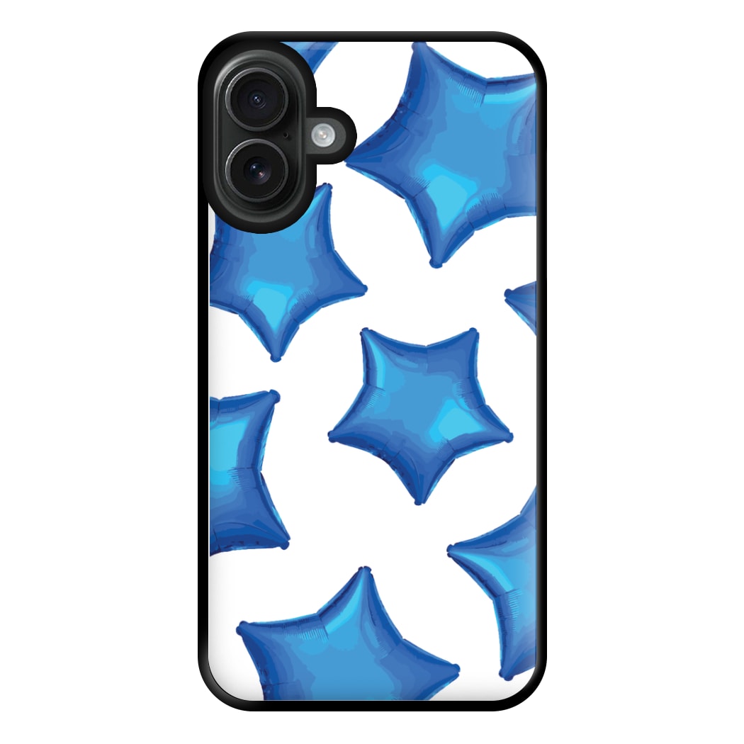 Blue Star Balloons Pattern Phone Case for iPhone 16 Plus