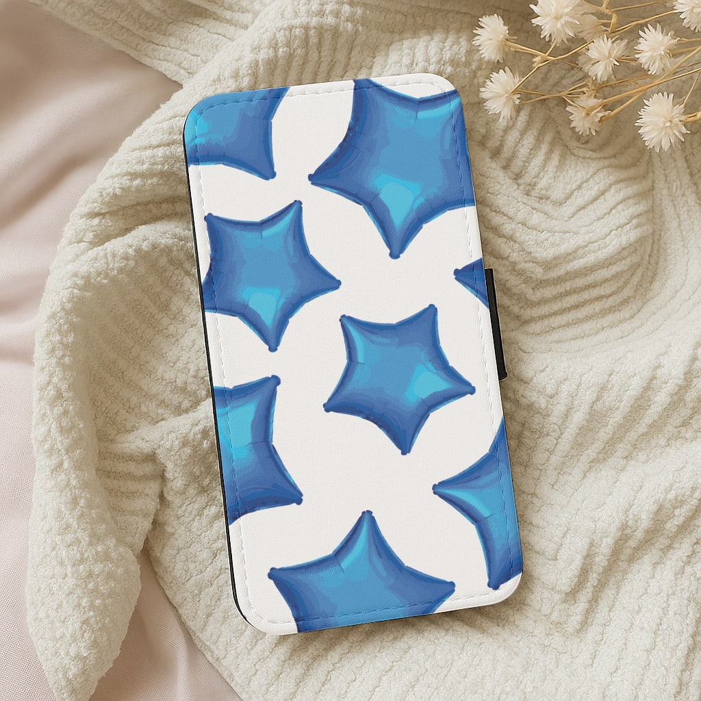 Blue Star Balloons Pattern Wallet Phone Case