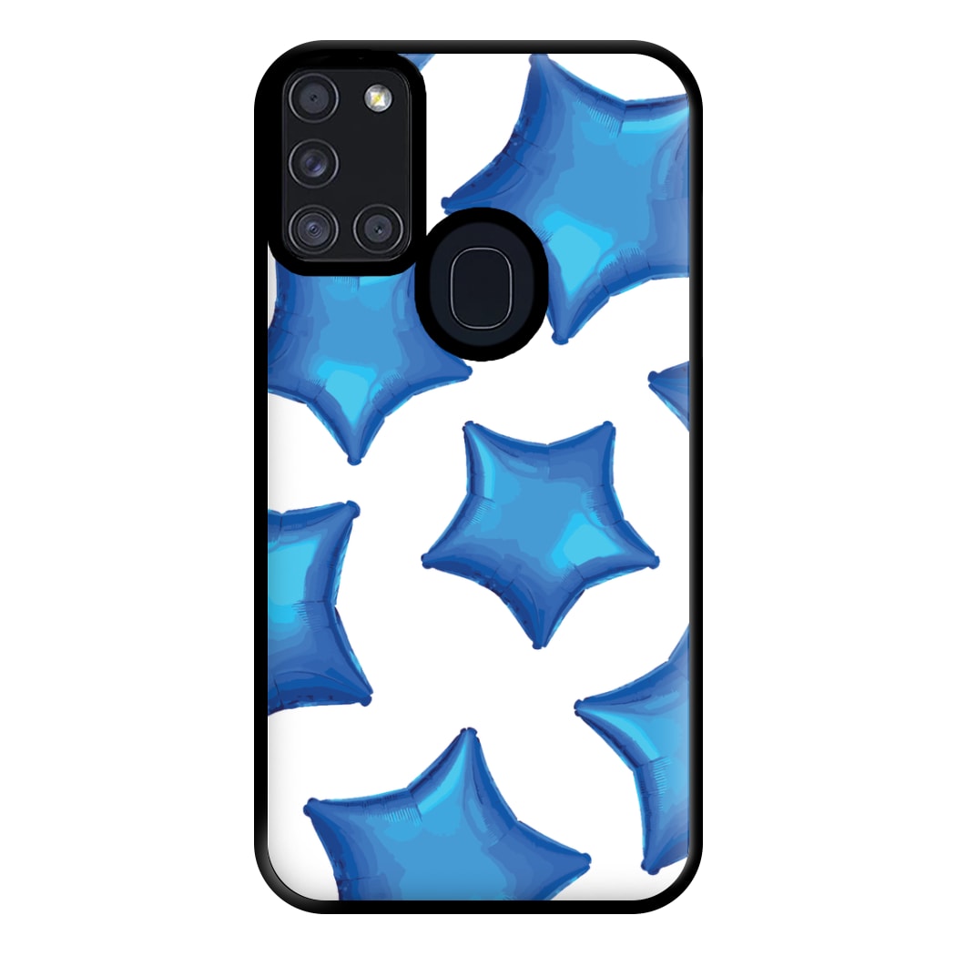 Blue Star Balloons Pattern Phone Case for Galaxy A21s