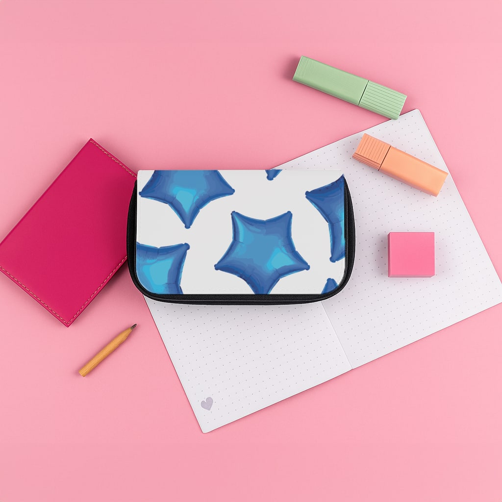 Blue Star Balloons Pattern Pencil Case