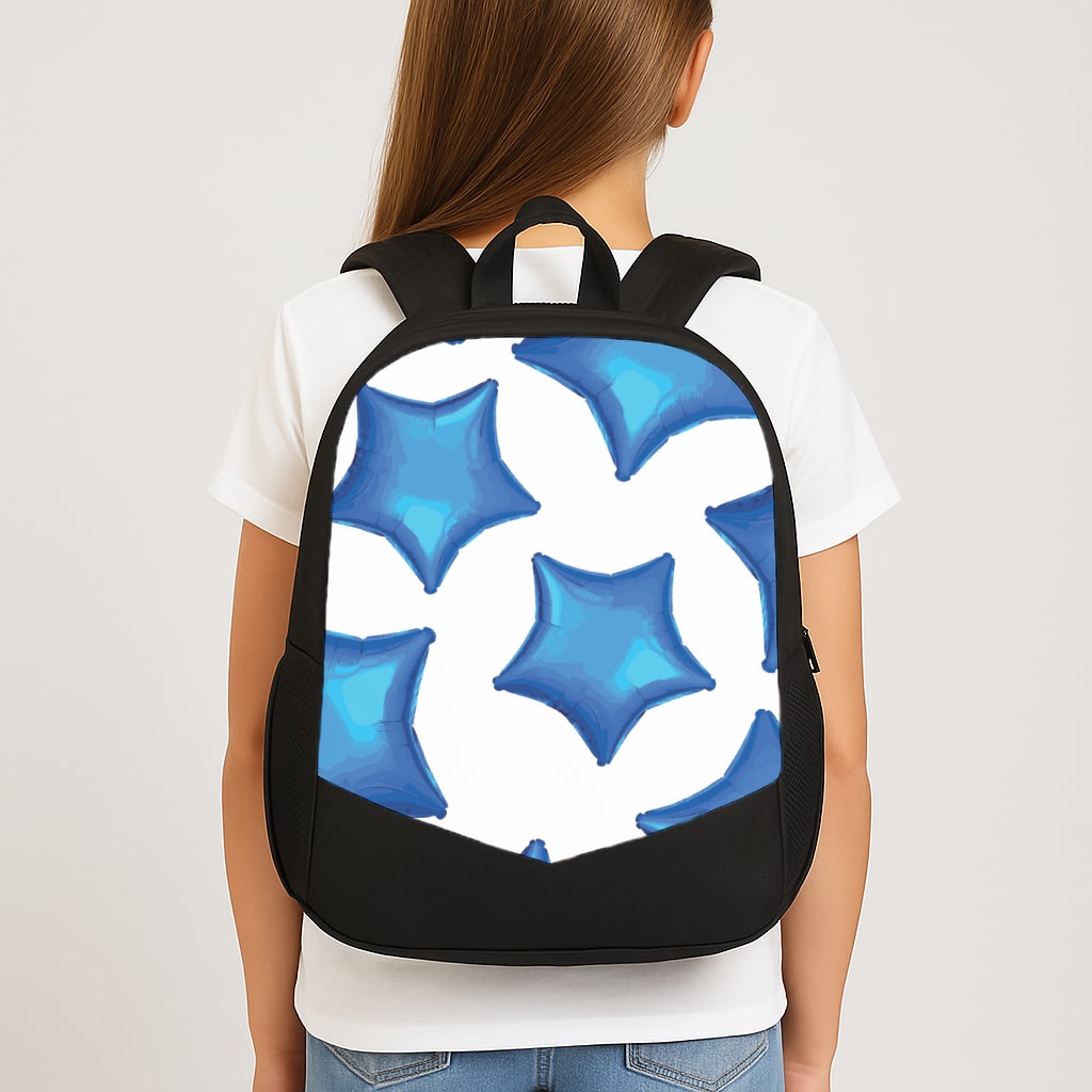 Blue Star Balloons Pattern School Bag