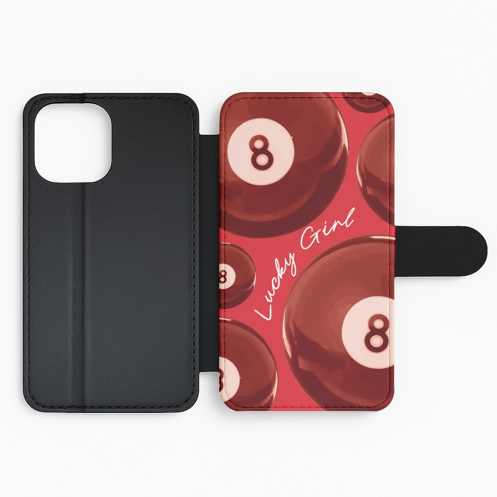 8-Ball Lucky Girl Pattern Flip Phone Case