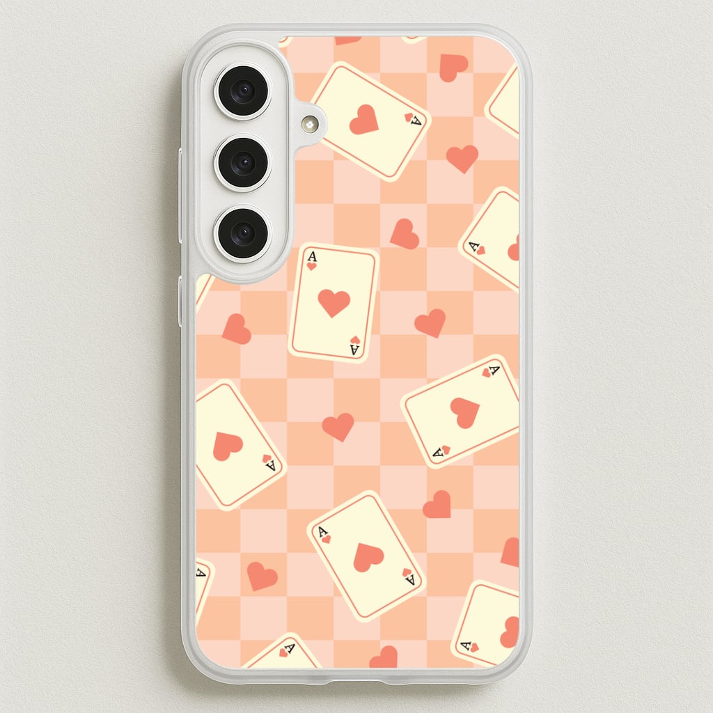 Cute Playing Cards And Hearts Pattern Phone Case for Galaxy S25FE
