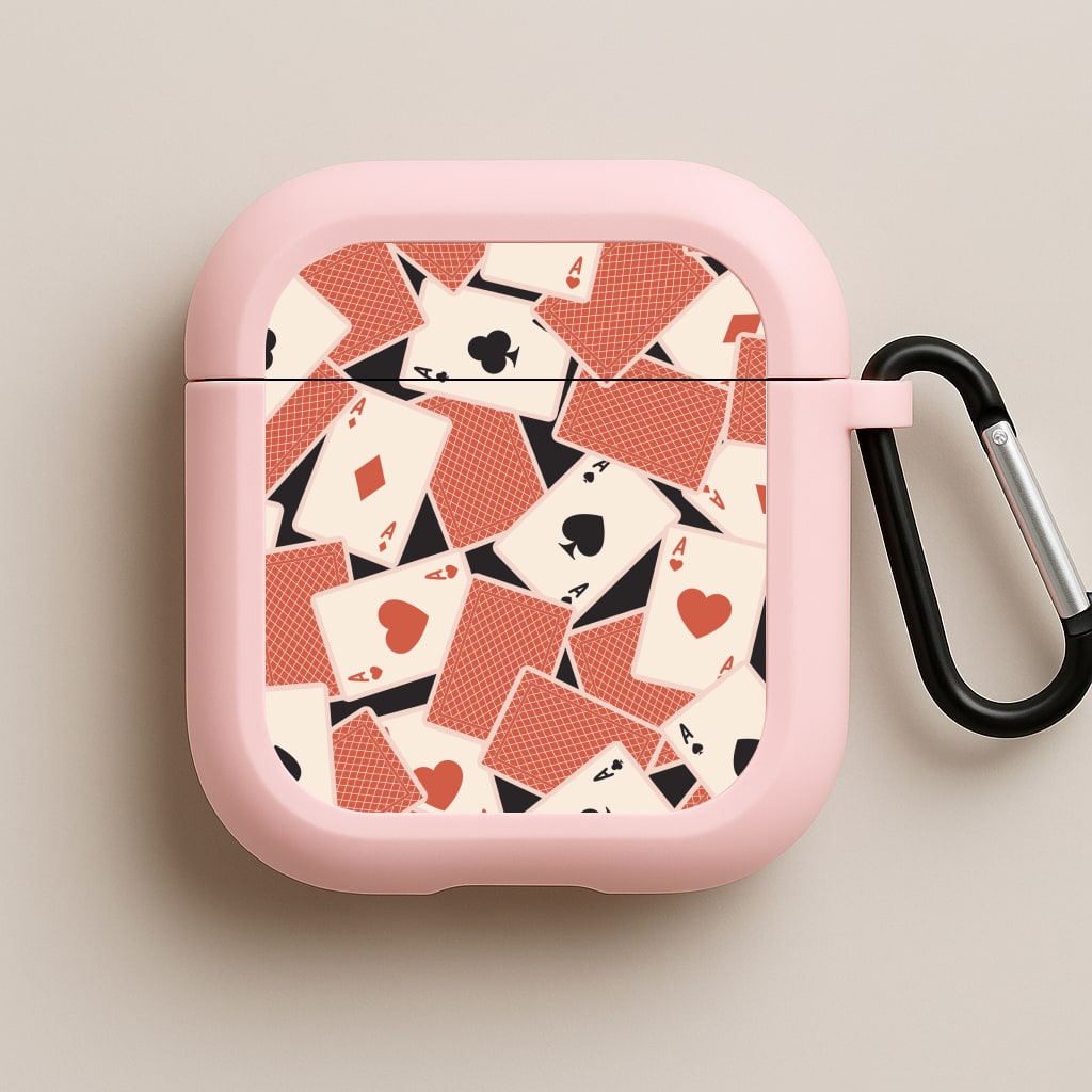 Playing Cards Collage Pattern Pink AirPods Case