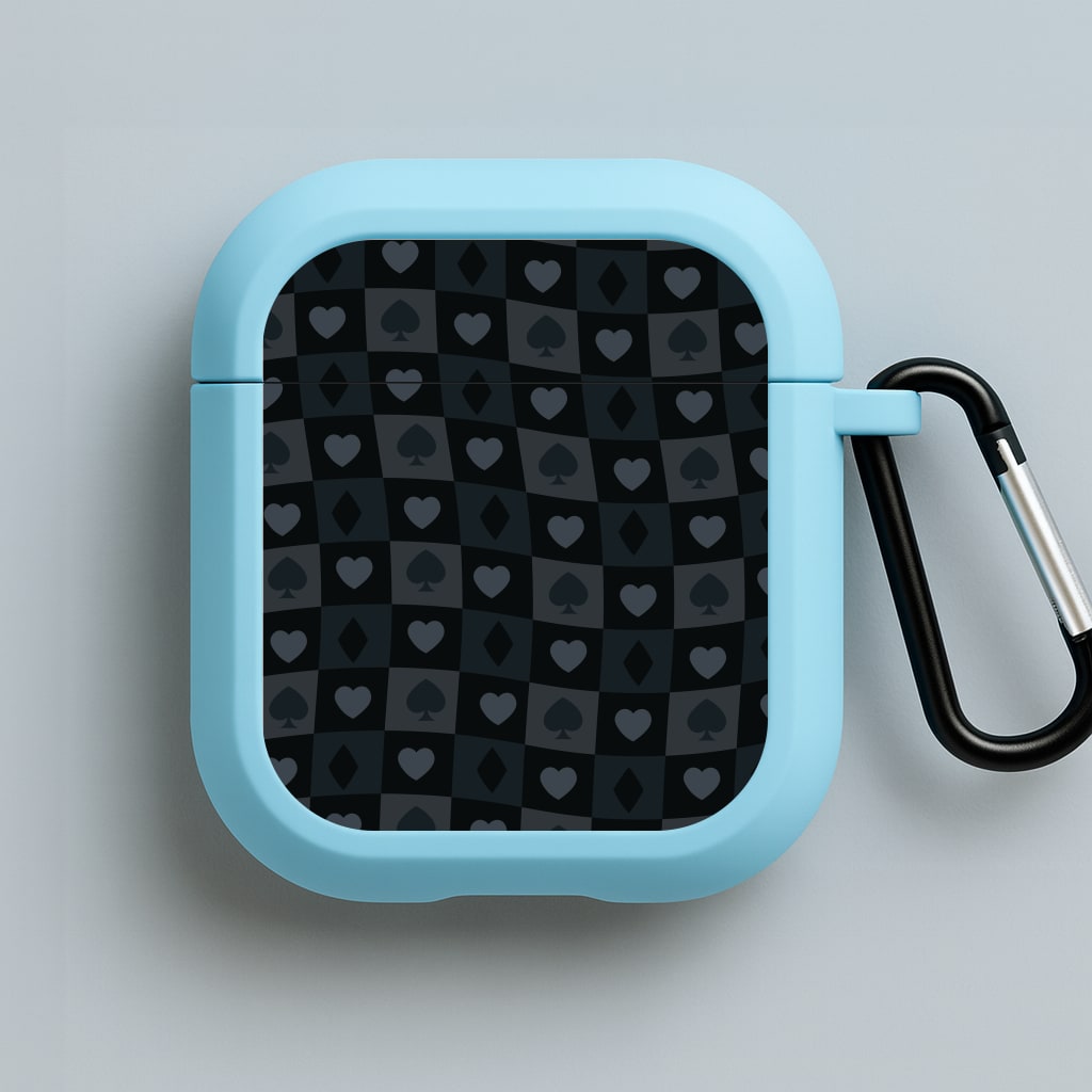 Card Suits Pattern Black Blue AirPods Case