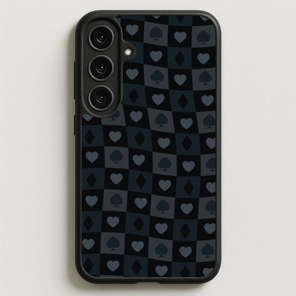 Card Suits Pattern Black Phone Case for Galaxy S25FE
