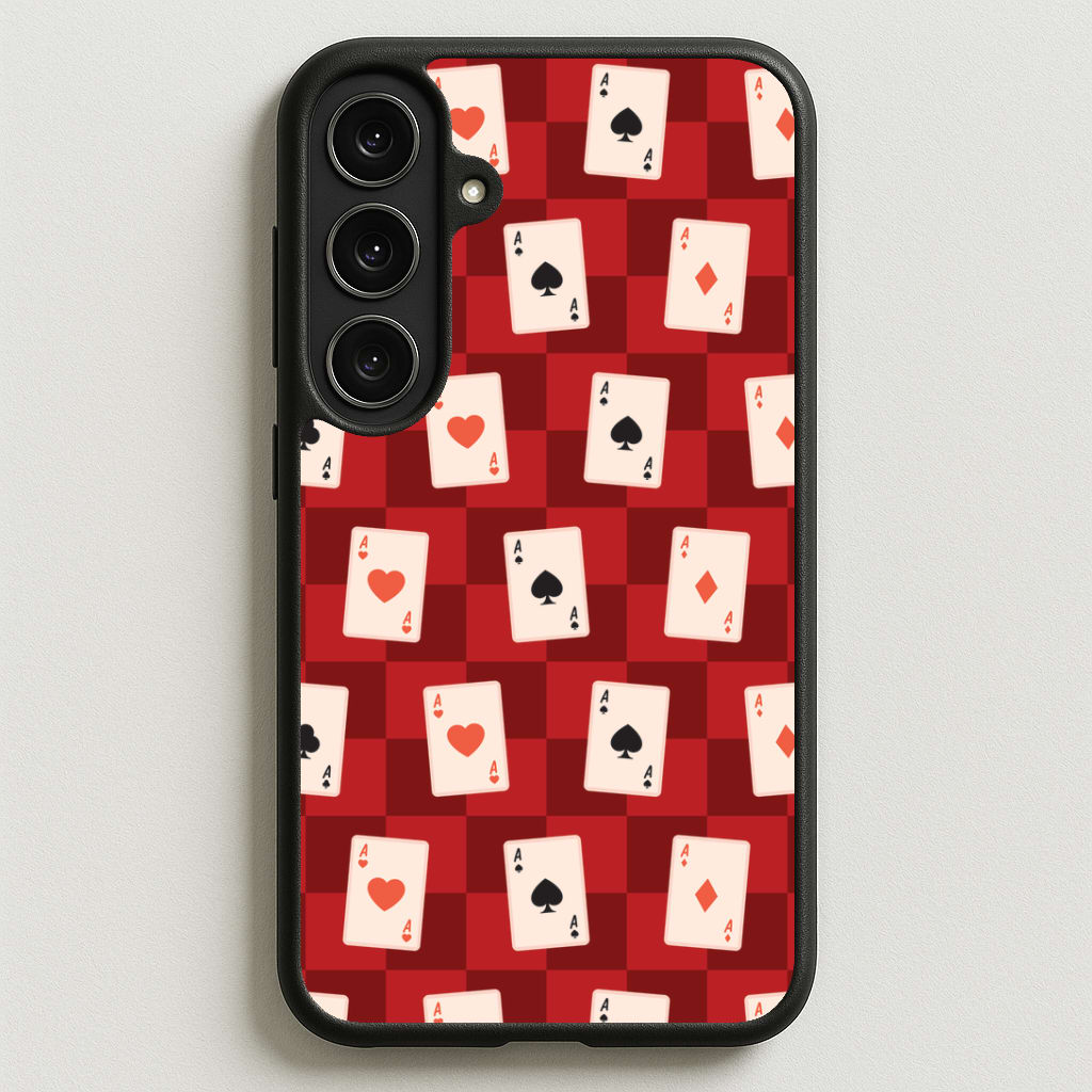 Card Deck Checkered Pattern Phone Case for Galaxy S25FE