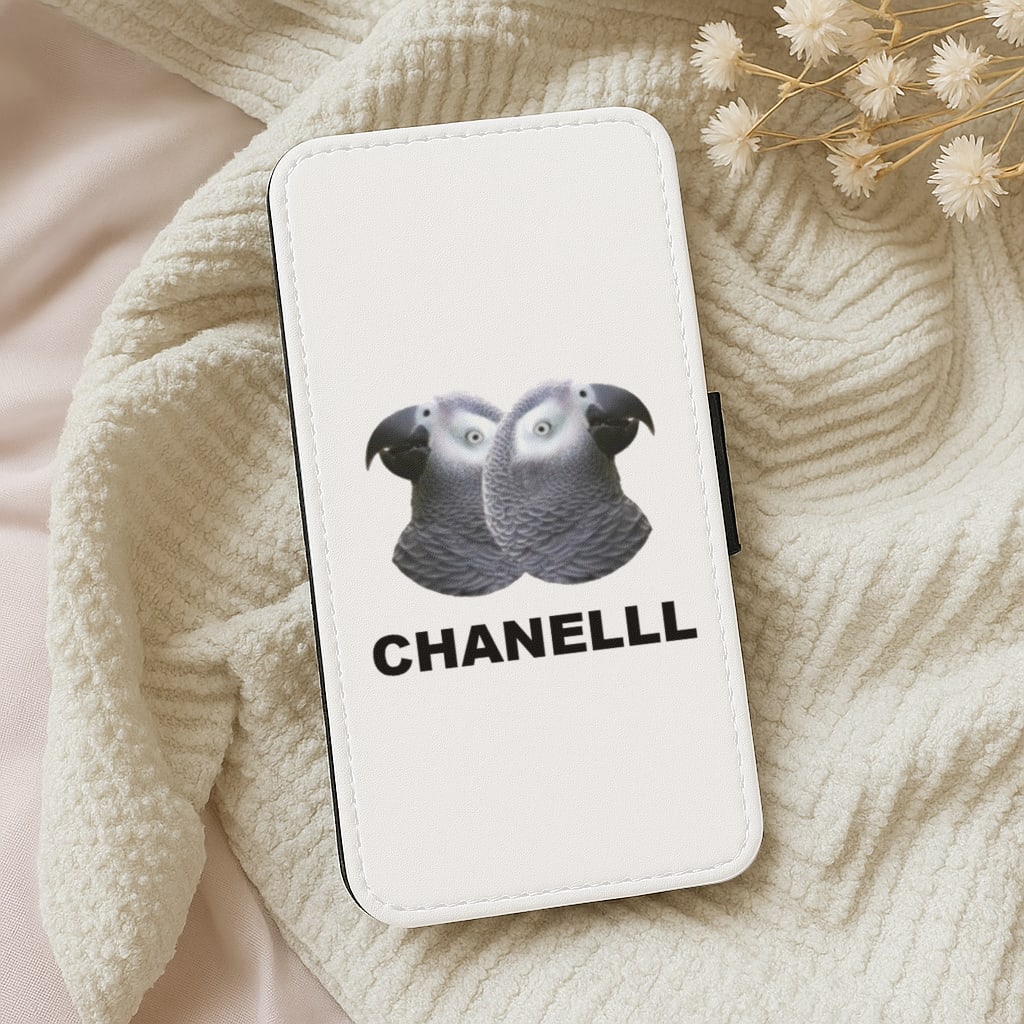 Chanel The African Grey Logo Wallet Phone Case