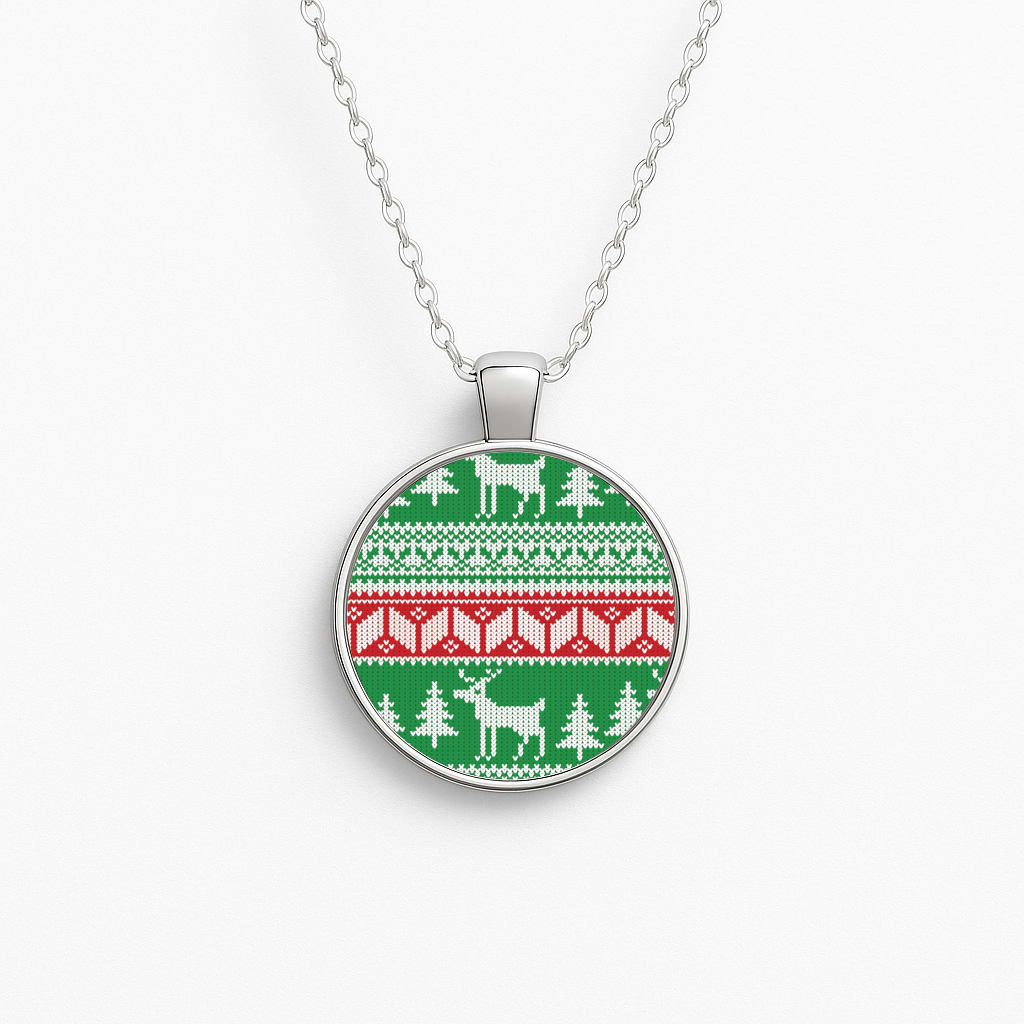 Christmas Jumper Pattern Christmas Circle Necklace