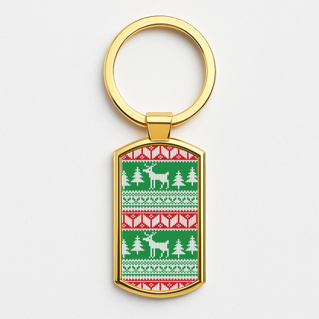 Christmas Jumper Pattern Christmas Gold Keyring