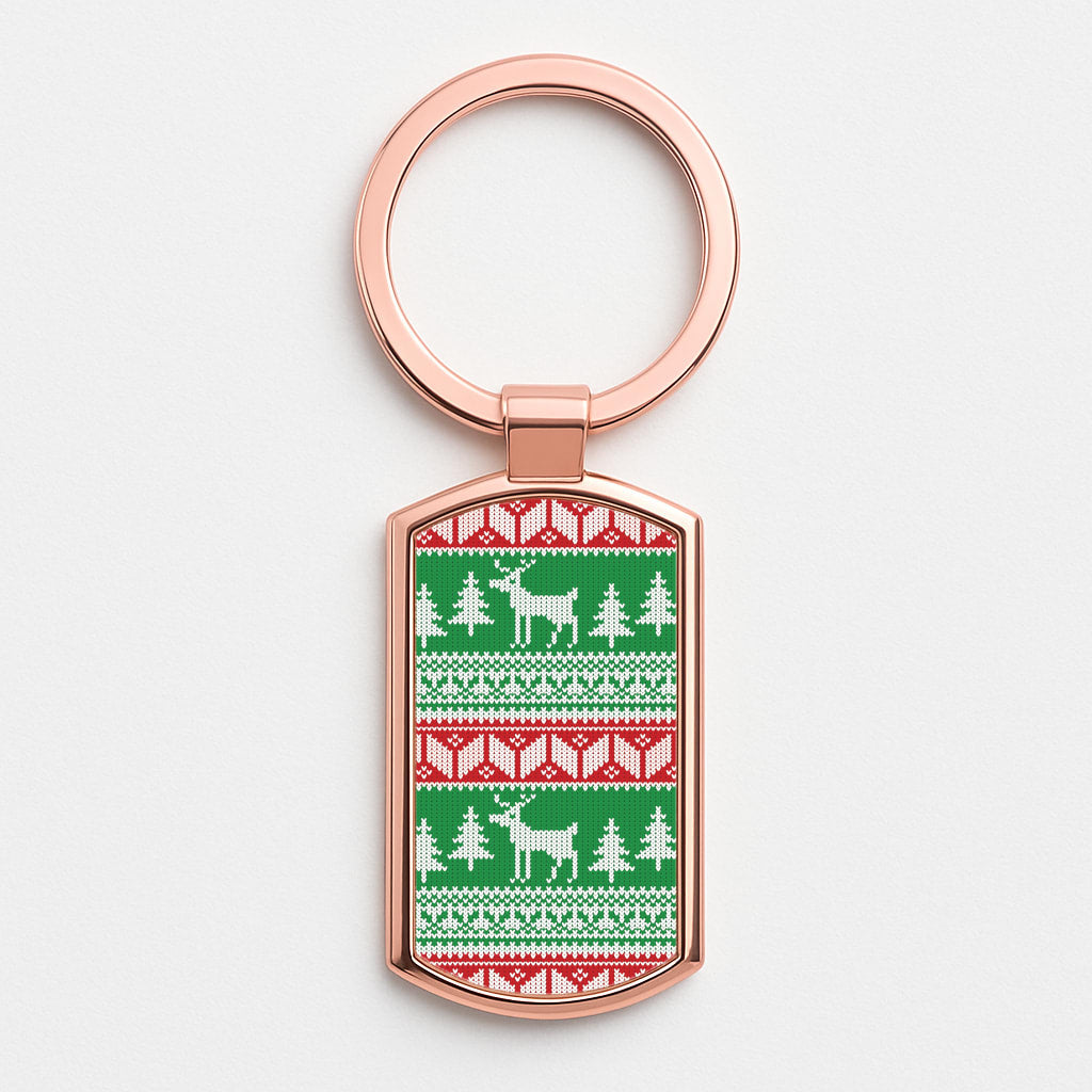 Christmas Jumper Pattern Christmas Rose Gold Keyring