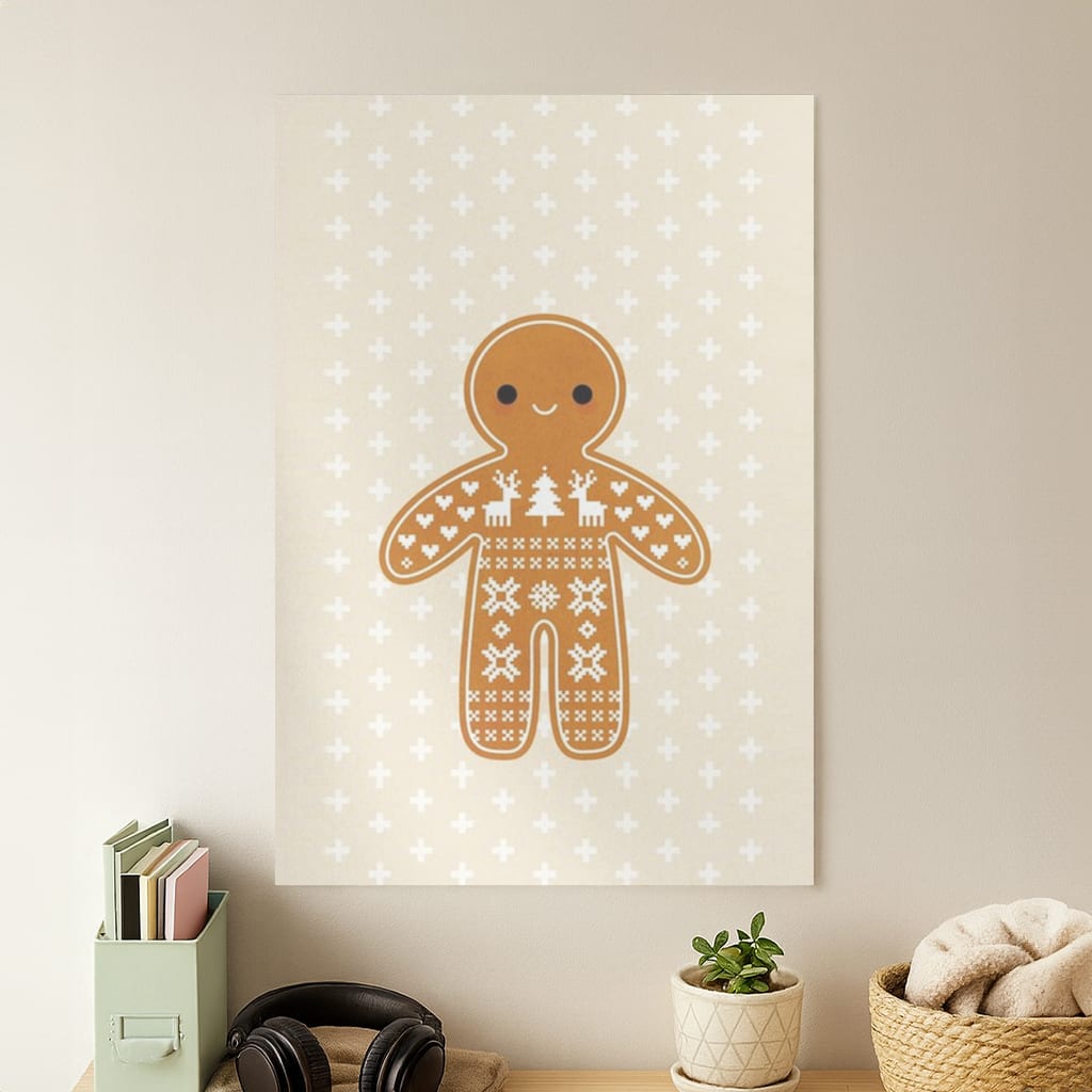Christmas Jumper Pattern Gingerbread Man Poster