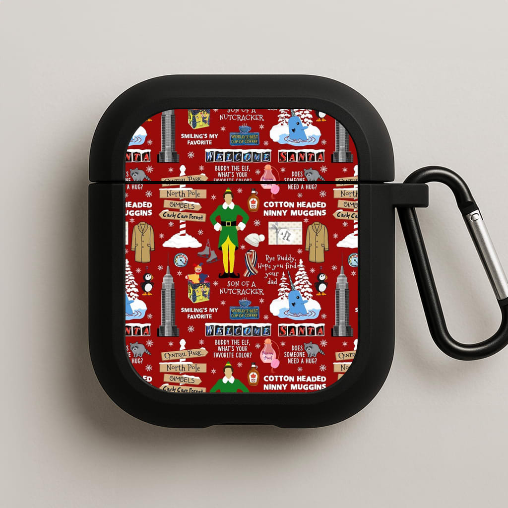 Red Elf Pattern AirPods Case