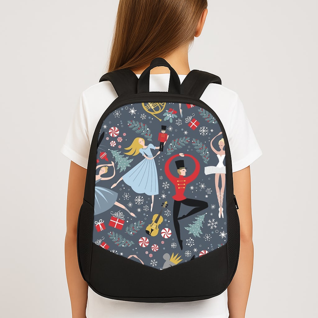 Nutcracker Ballet Pattern - Christmas Large School Bag