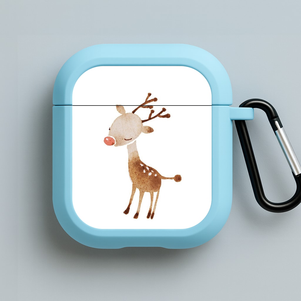 Watercolour Rudolph The Reindeer Blue AirPods Case