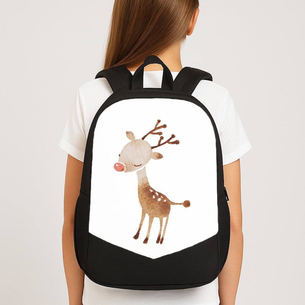Watercolour Rudolph The Reindeer Large School Bag