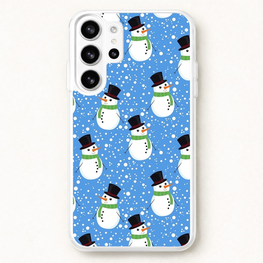 Blue Snowman Pattern Phone Case for Galaxy S26 Ultra
