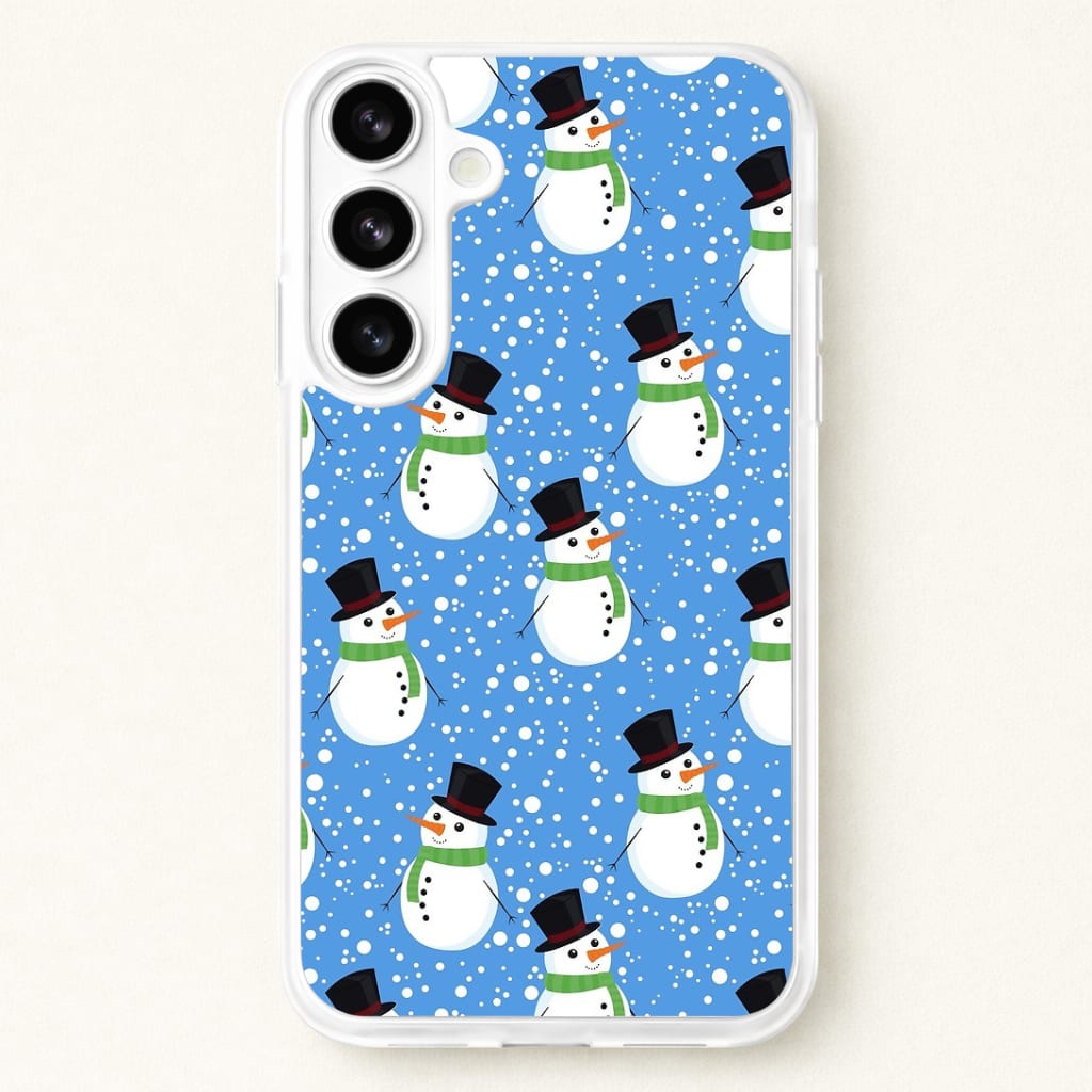Blue Snowman Pattern Phone Case for Galaxy S26 Plus