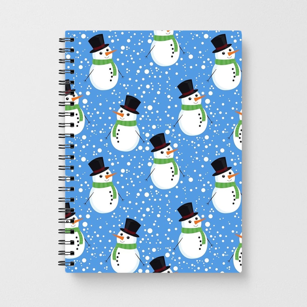 Blue Snowman Pattern Notebook