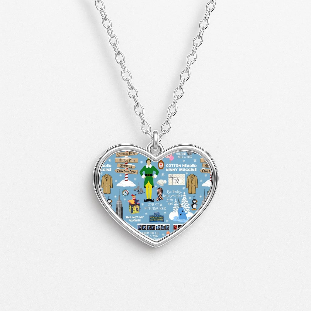 Blue Buddy The Elf Pattern Heart Necklace