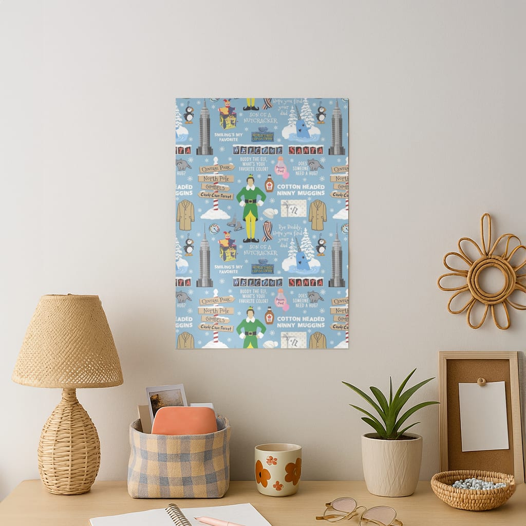 Blue Buddy The Elf Pattern Art Print