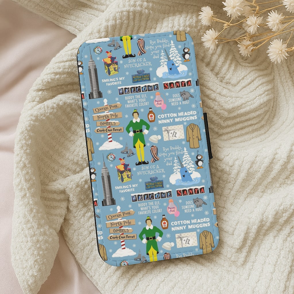 Blue Buddy The Elf Pattern Flip Wallet Phone Case