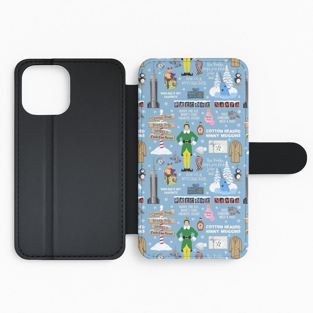 Blue Buddy The Elf Pattern Flip Wallet Phone Case