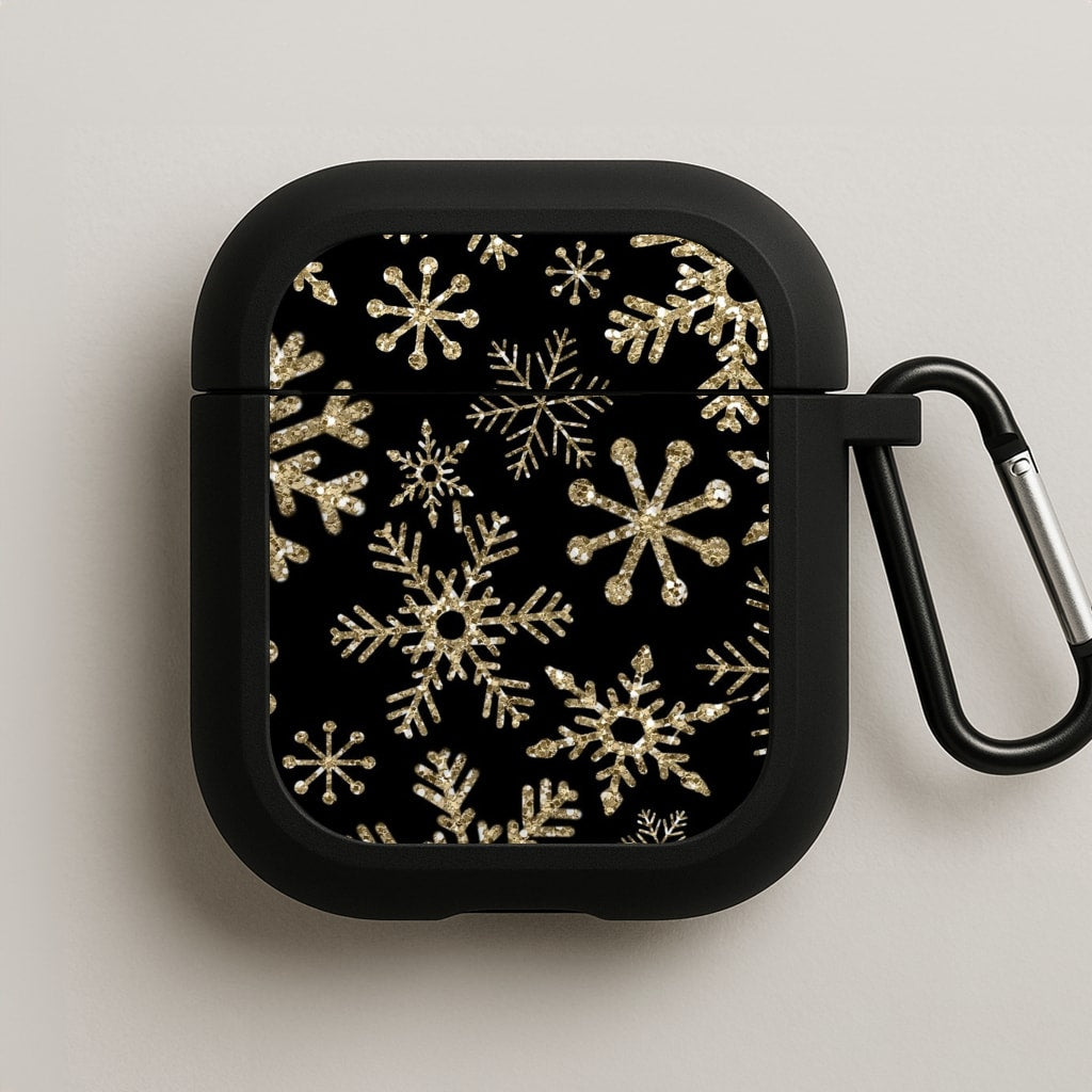 Gold Snowflake Pattern AirPods Case
