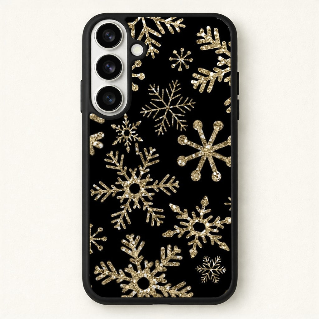 Gold Snowflake Pattern Phone Case for Galaxy S26