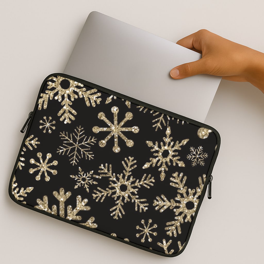 Gold Snowflake Pattern MacBook Case