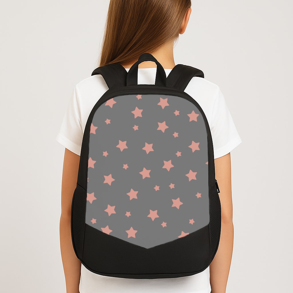 Rose Gold Star Pattern Large School Bag