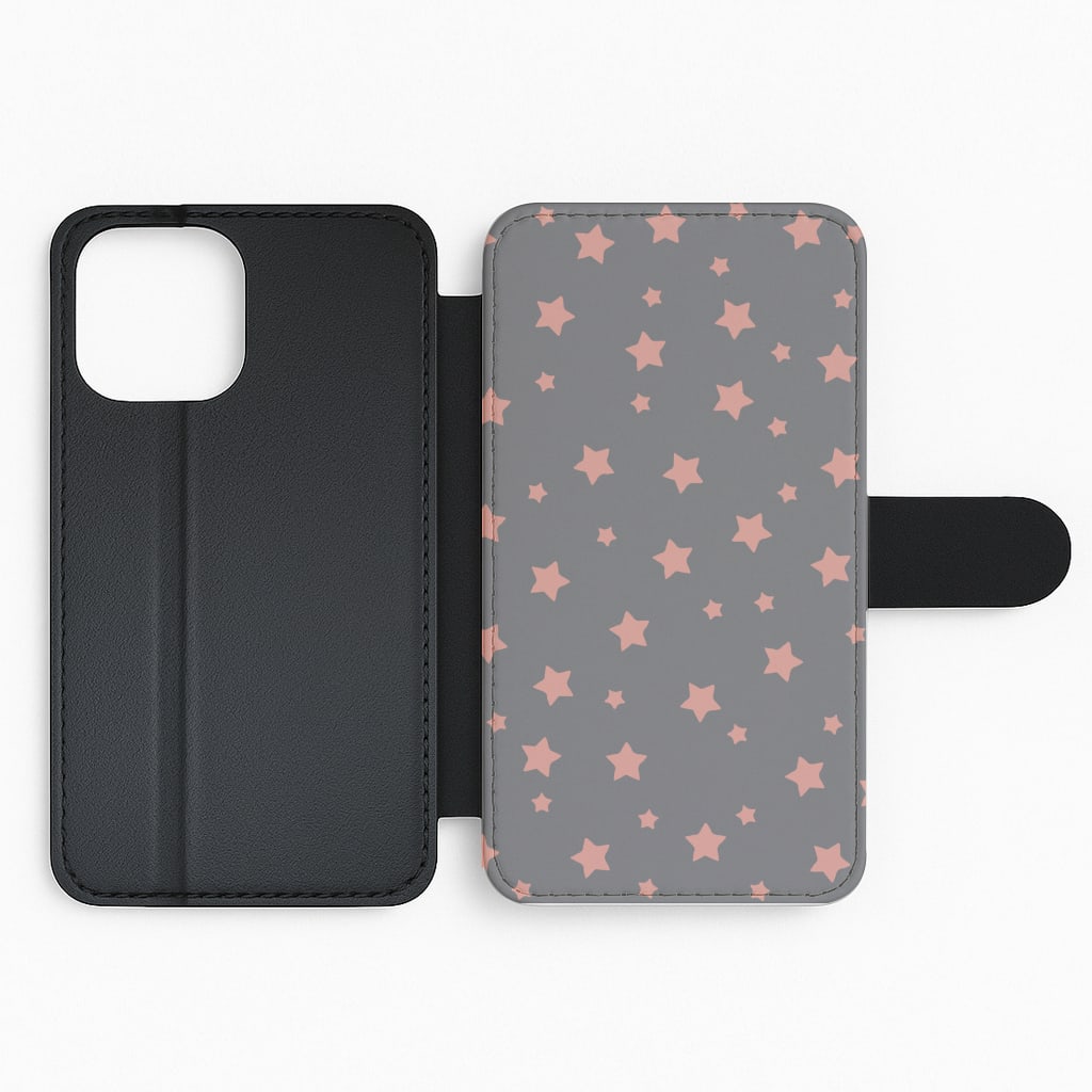 Rose Gold Star Pattern Flip Wallet Phone Case