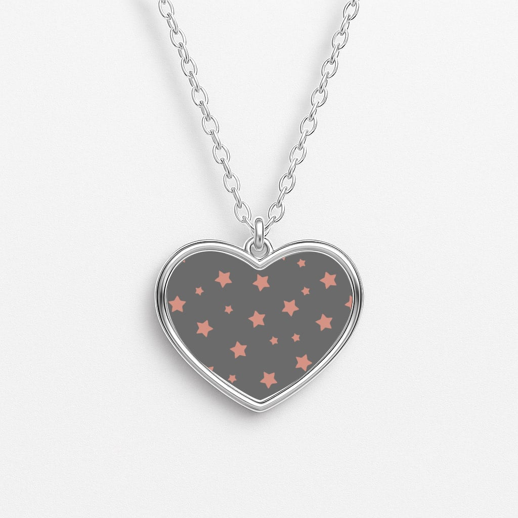 Rose Gold Star Pattern Heart Necklace