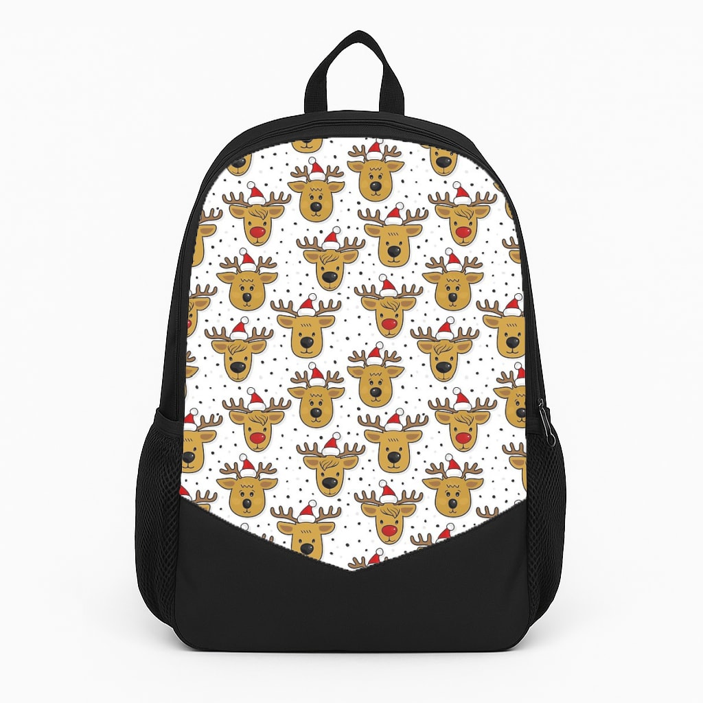 Reindeers In Santa Hats Pattern Large Backpack