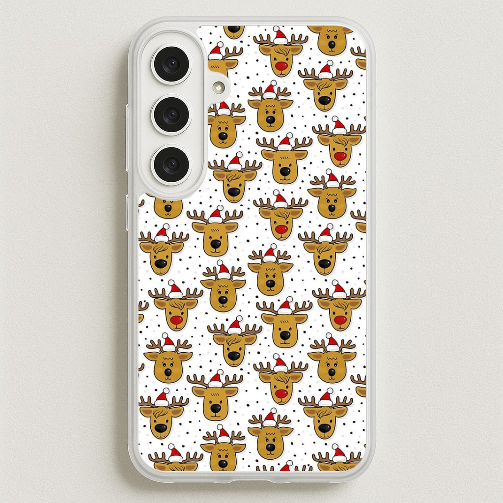 Reindeers In Santa Hats Pattern Phone Case for Galaxy S25FE