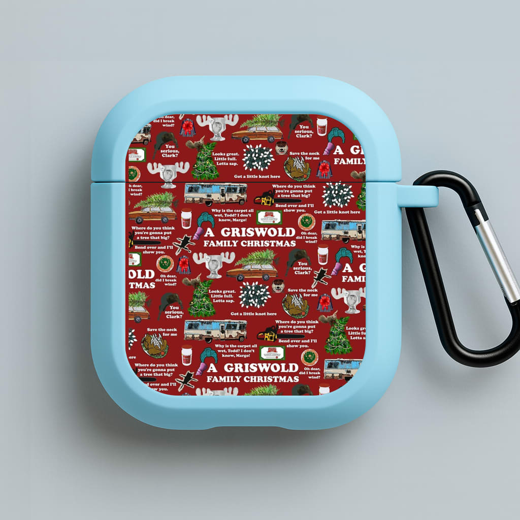 Christmas Holiday Collage Blue AirPods Case
