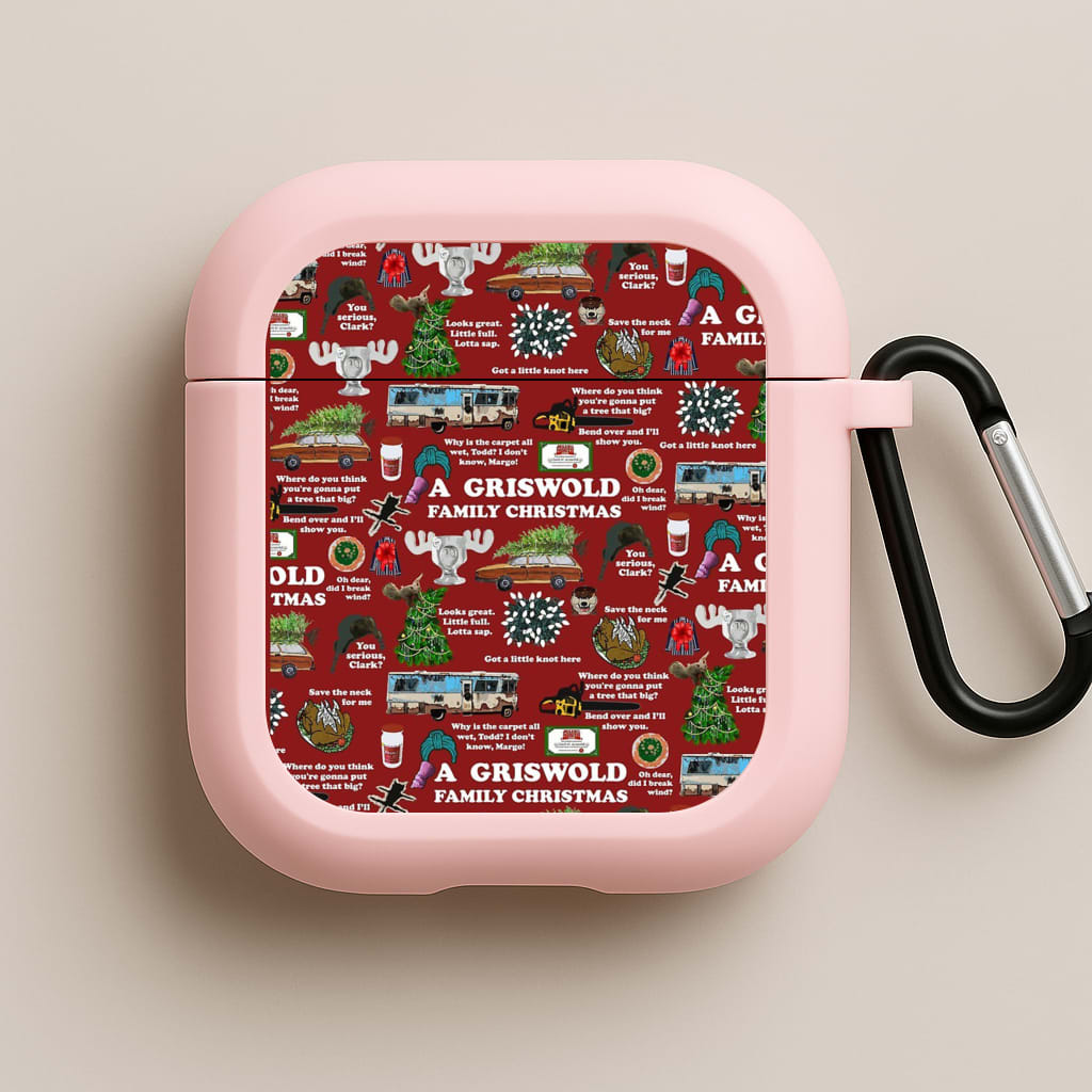 Christmas Holiday Collage Pink AirPods Case