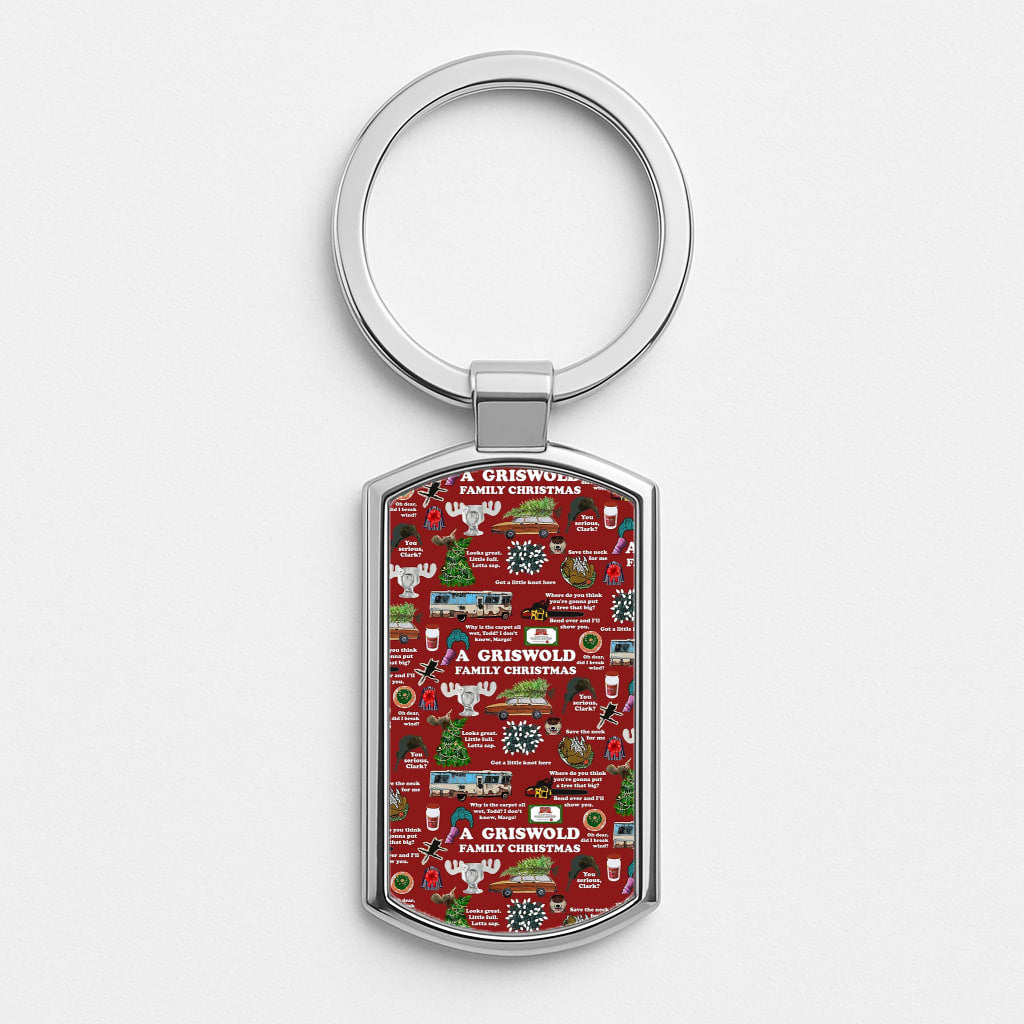 Christmas Holiday Collage Silver Keyring