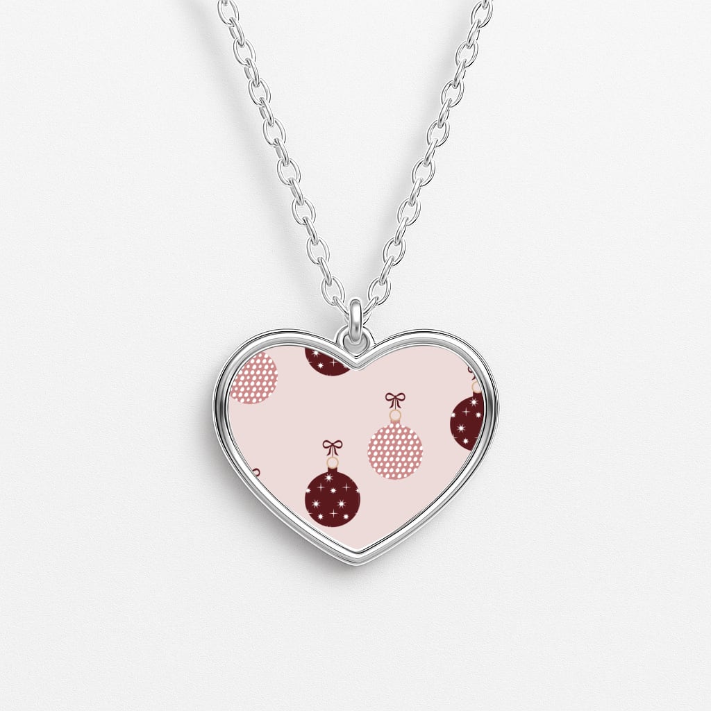 Christmas Bauble Pattern Heart Necklace