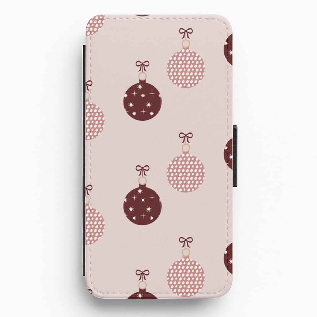 Christmas Bauble Pattern Flip / Wallet Phone Case