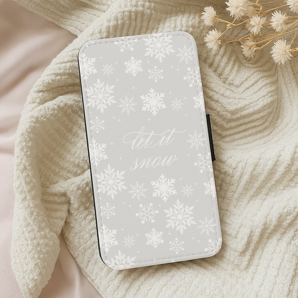 Let It Snow Christmas Pattern Wallet Phone Case