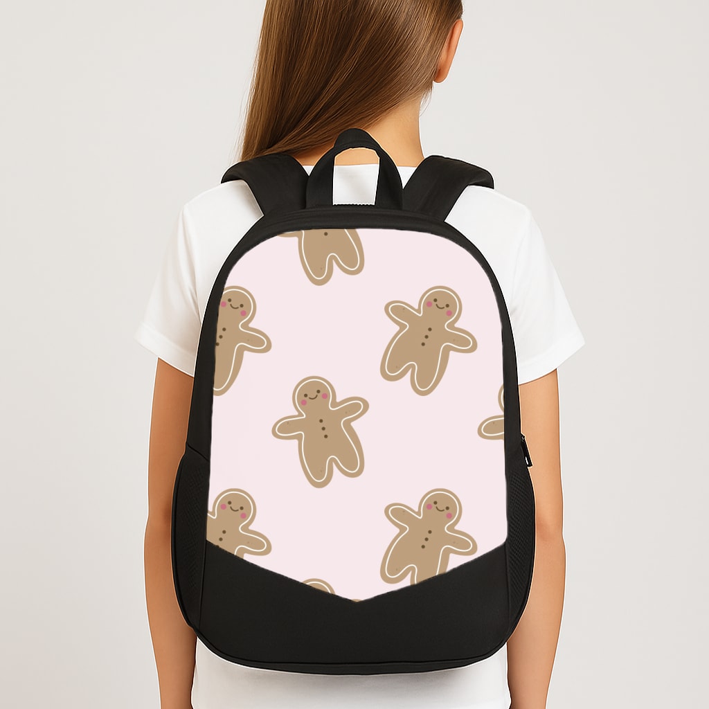 Gingerbread Men Christmas Pattern Large School Bag