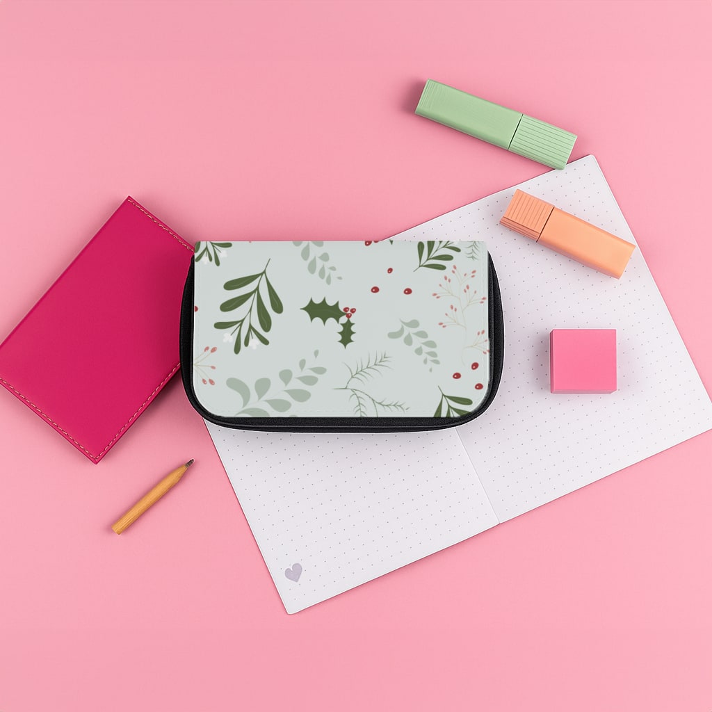 Christmas Floral Pattern Pencil Case