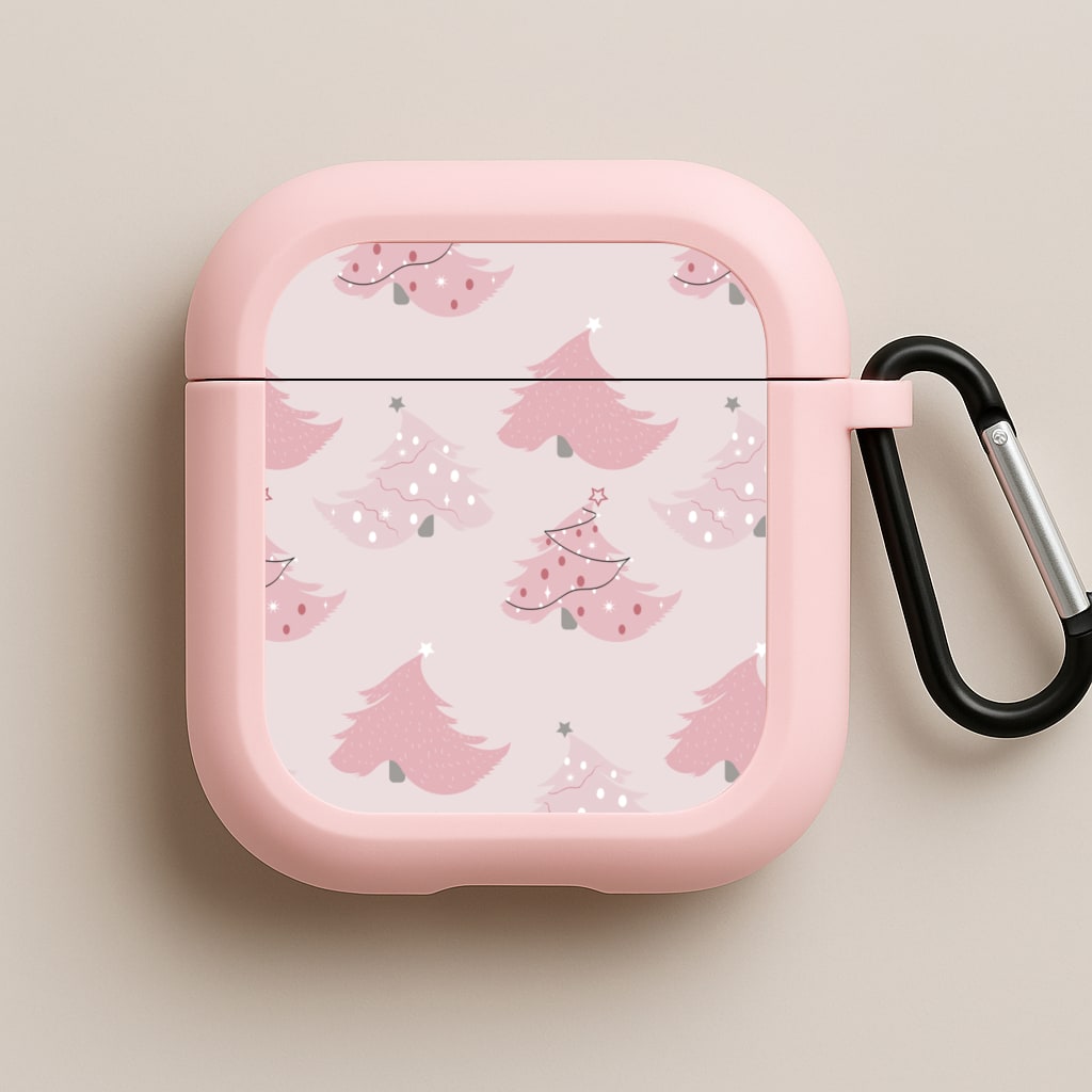 Pink Christmas Tree Pattern Pink AirPods Case