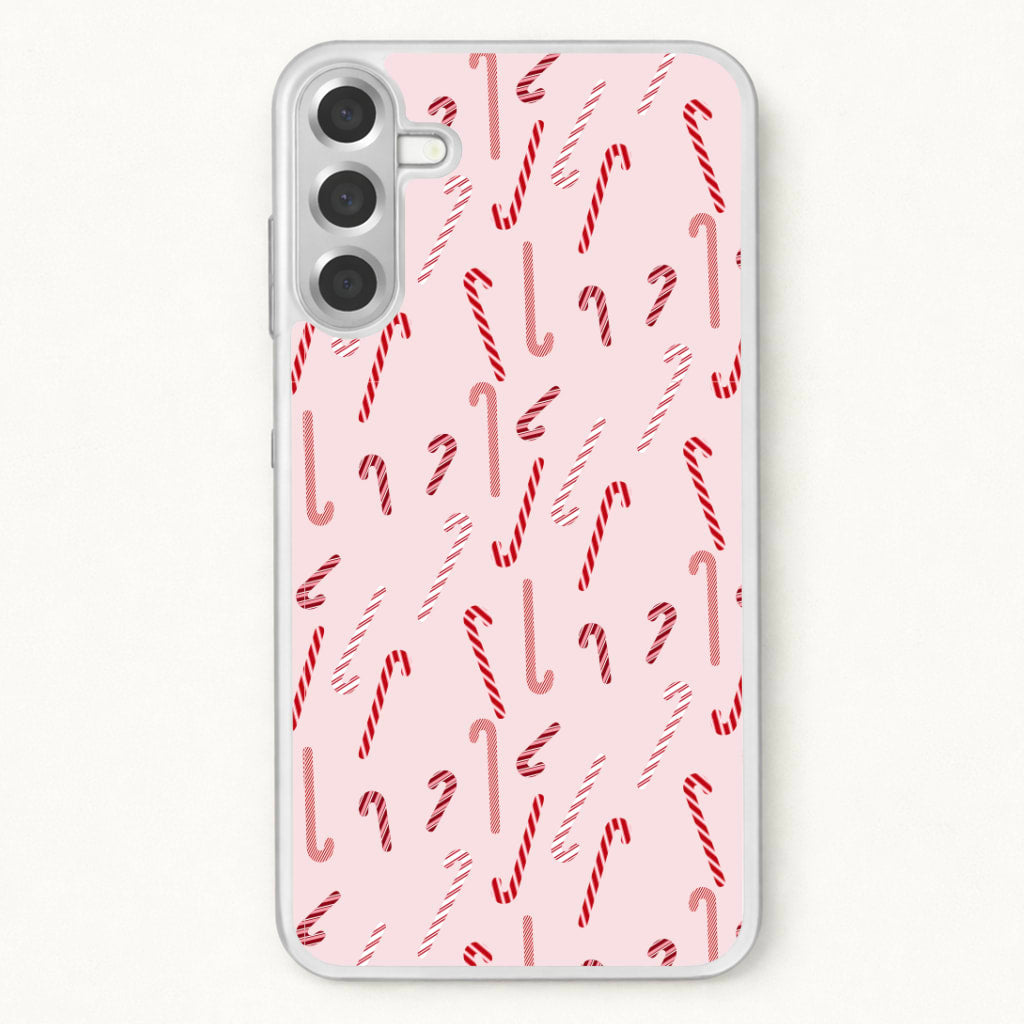 Pink Candycane Christmas Pattern Phone Case for Galaxy A57