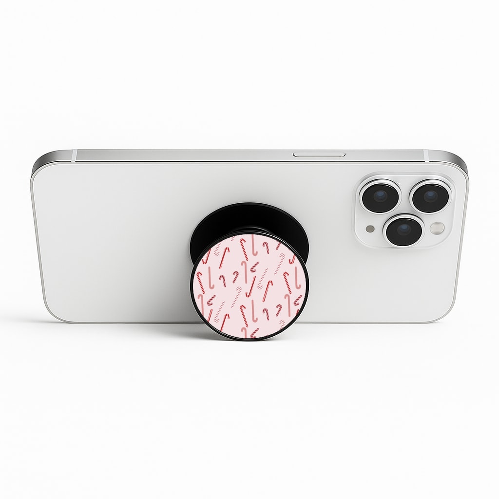 Pink Candycane Christmas Pattern Phone Stand
