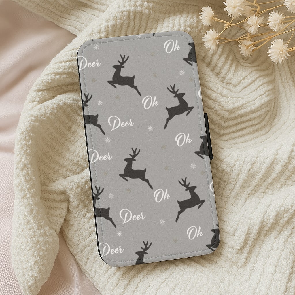 Oh Deer Christmas Pattern Wallet Phone Case