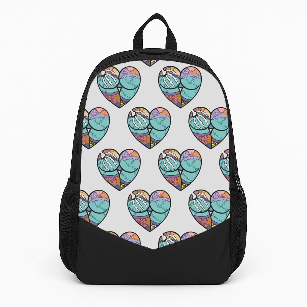 Sally And Jack Heart Pattern - TNBC Large Backpack