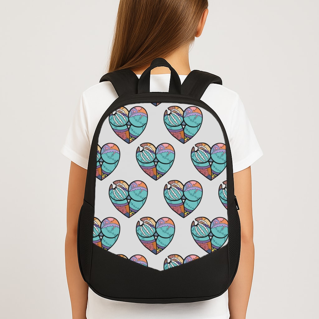 Sally And Jack Heart Pattern - TNBC Large School Bag