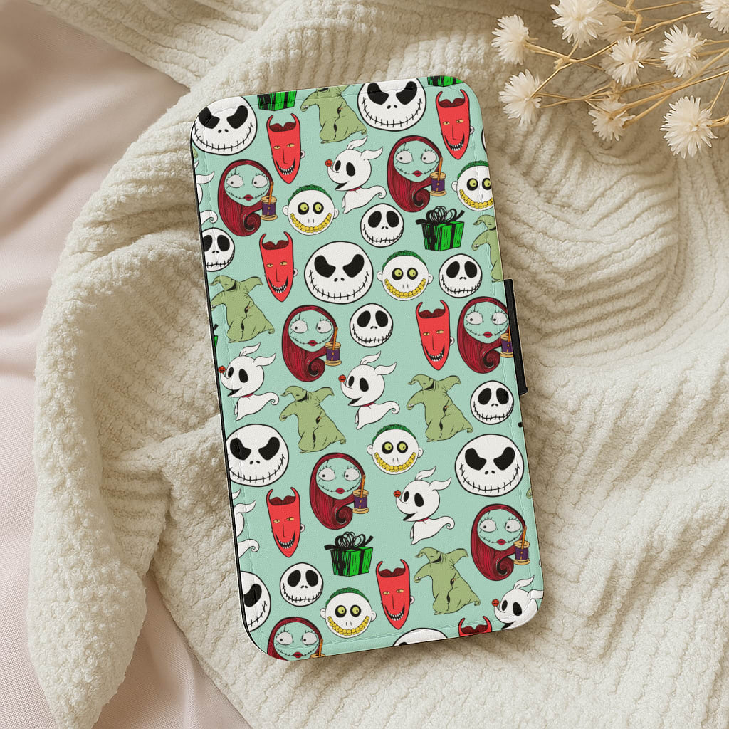 TNBC Characters Pattern Wallet Phone Case